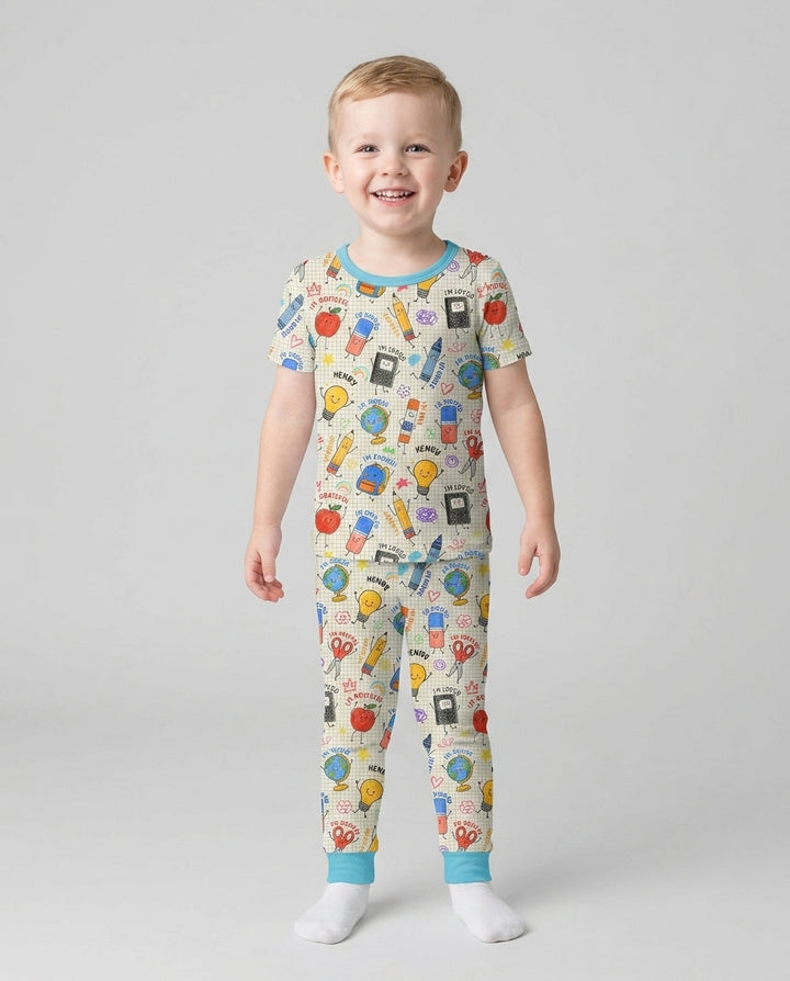 Zweiteiliges, kurzärmliges Pyjama-Set mit Marienkäfern