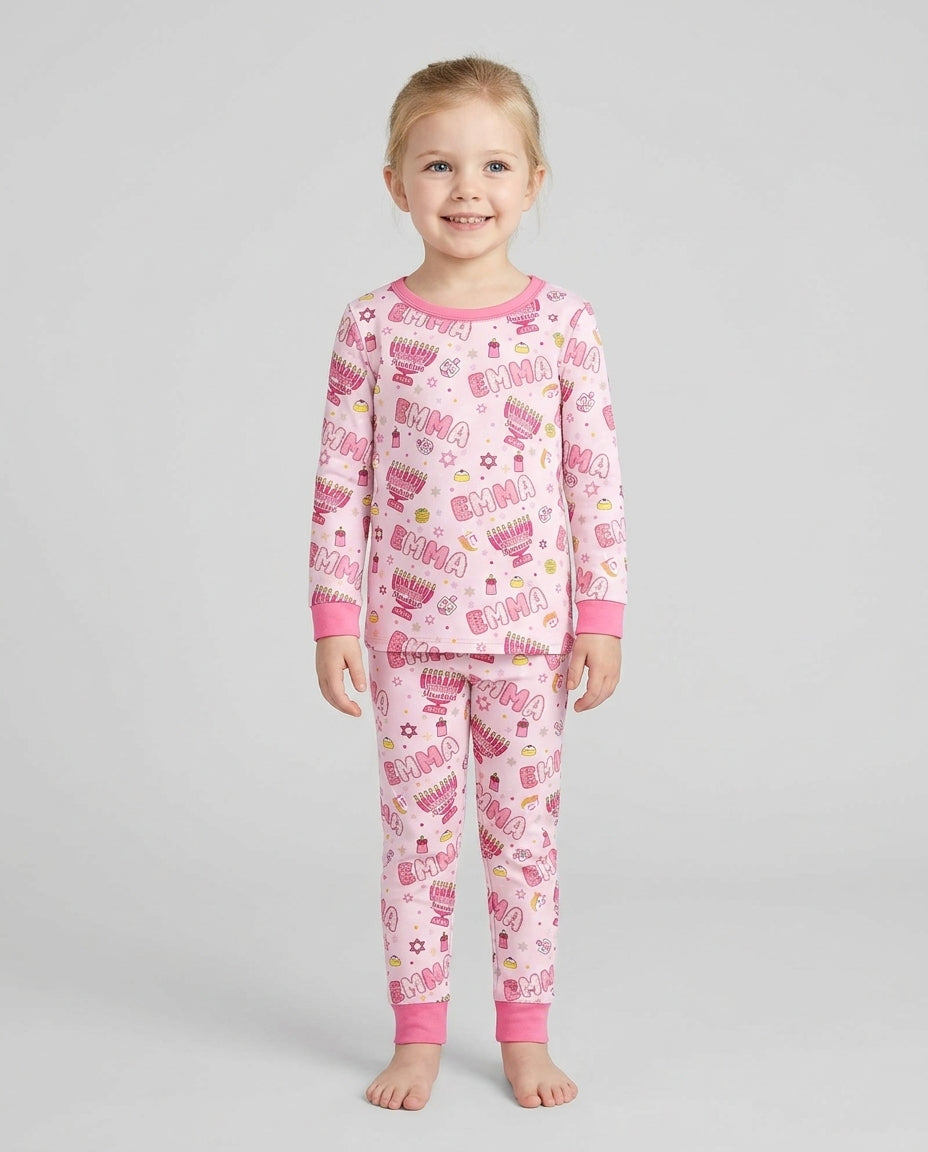 Zweiteiliges Langarm-Pyjama-Set mit Sommerfrüchten