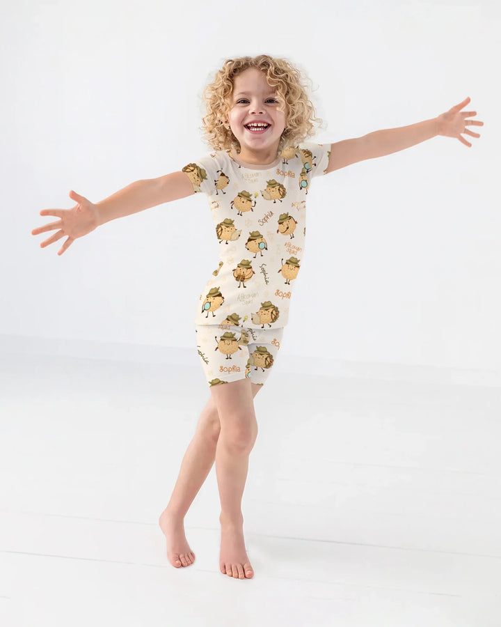 Zweiteiliges Pyjama-Set mit kurzen Ärmeln und Shorts im Sommer-Design