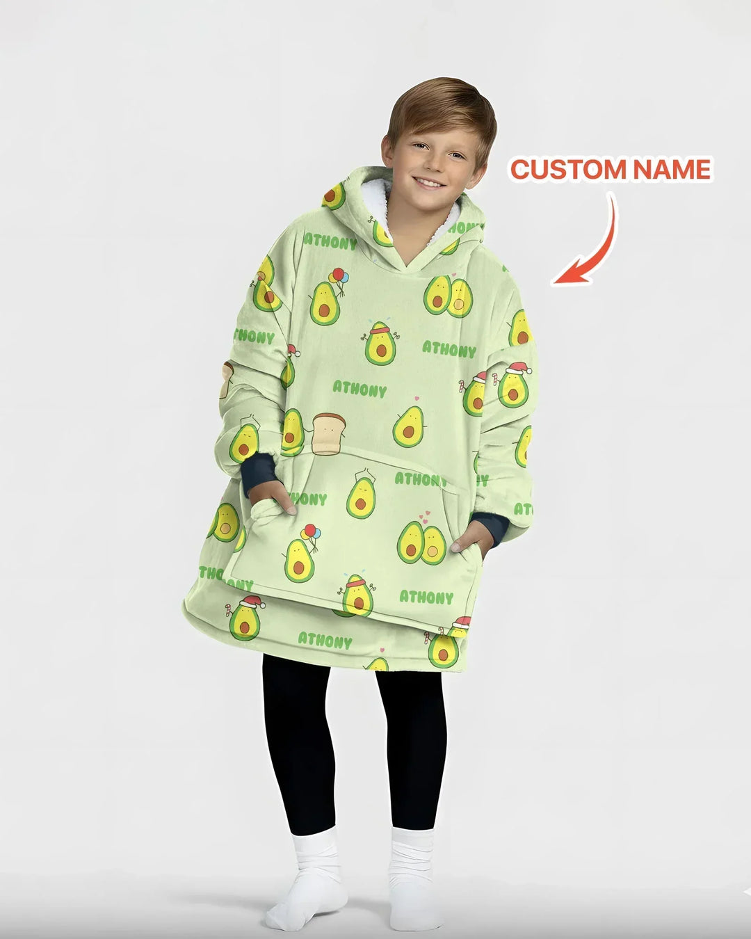 Personalisierte Niedliche Avocado Bambus Decken-Hoodie