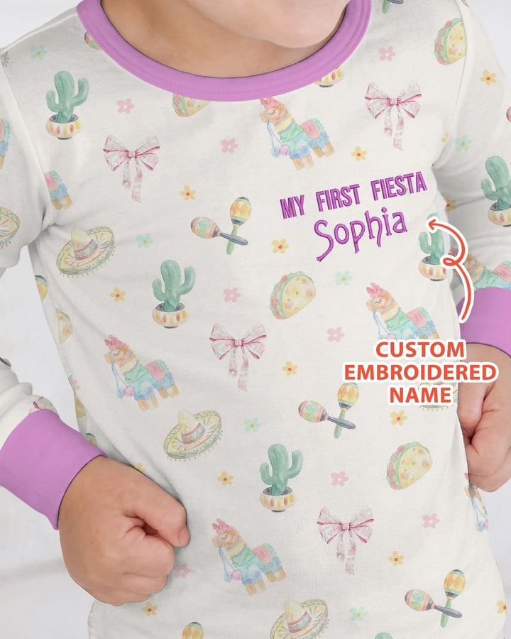 Zweiteiliges Langarm-Pyjama-Set mit Sommerfrüchten
