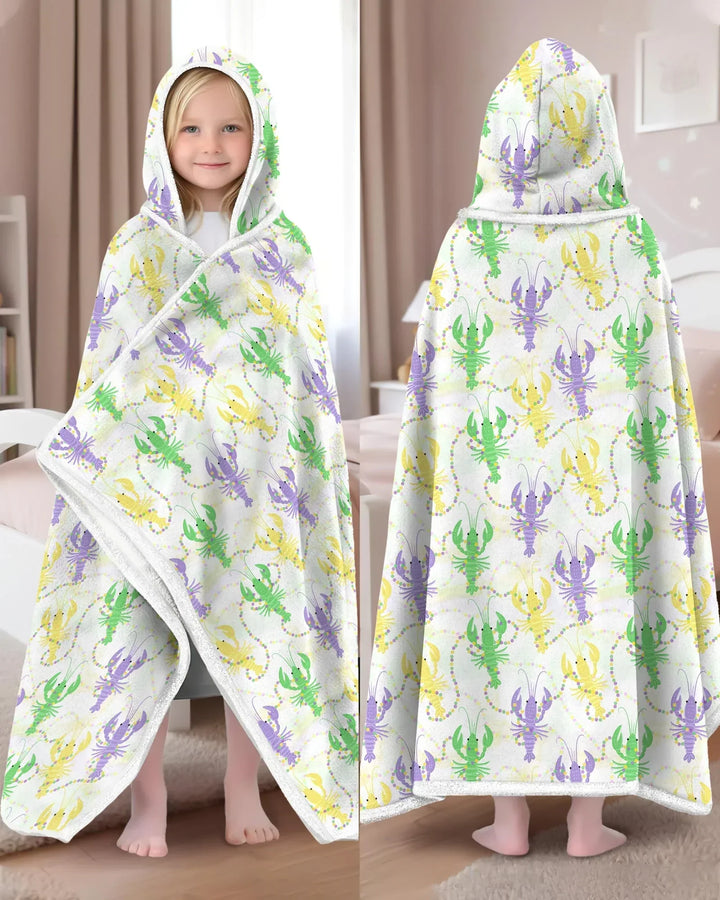 Mardi Gras Langusten Familie Passender Tragbarer Bambus Decken-Hoodie