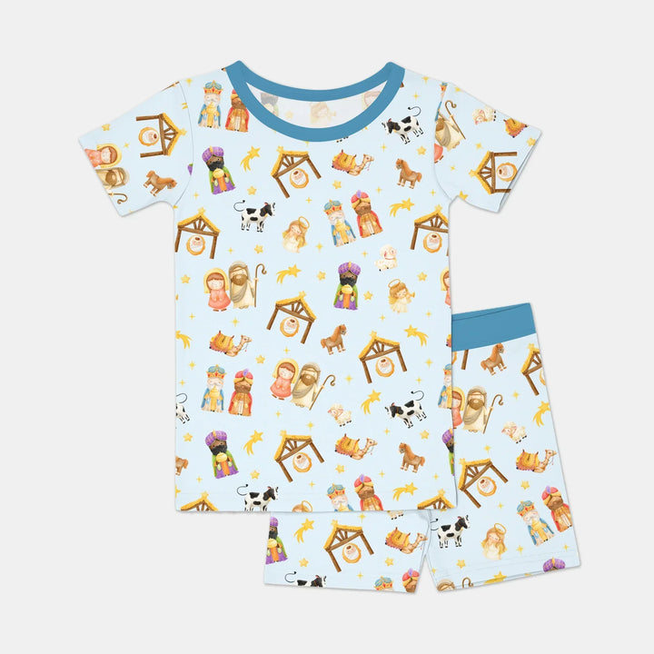 Zweiteiliges Pyjama-Set mit kurzen Ärmeln und Shorts im Sommer-Design