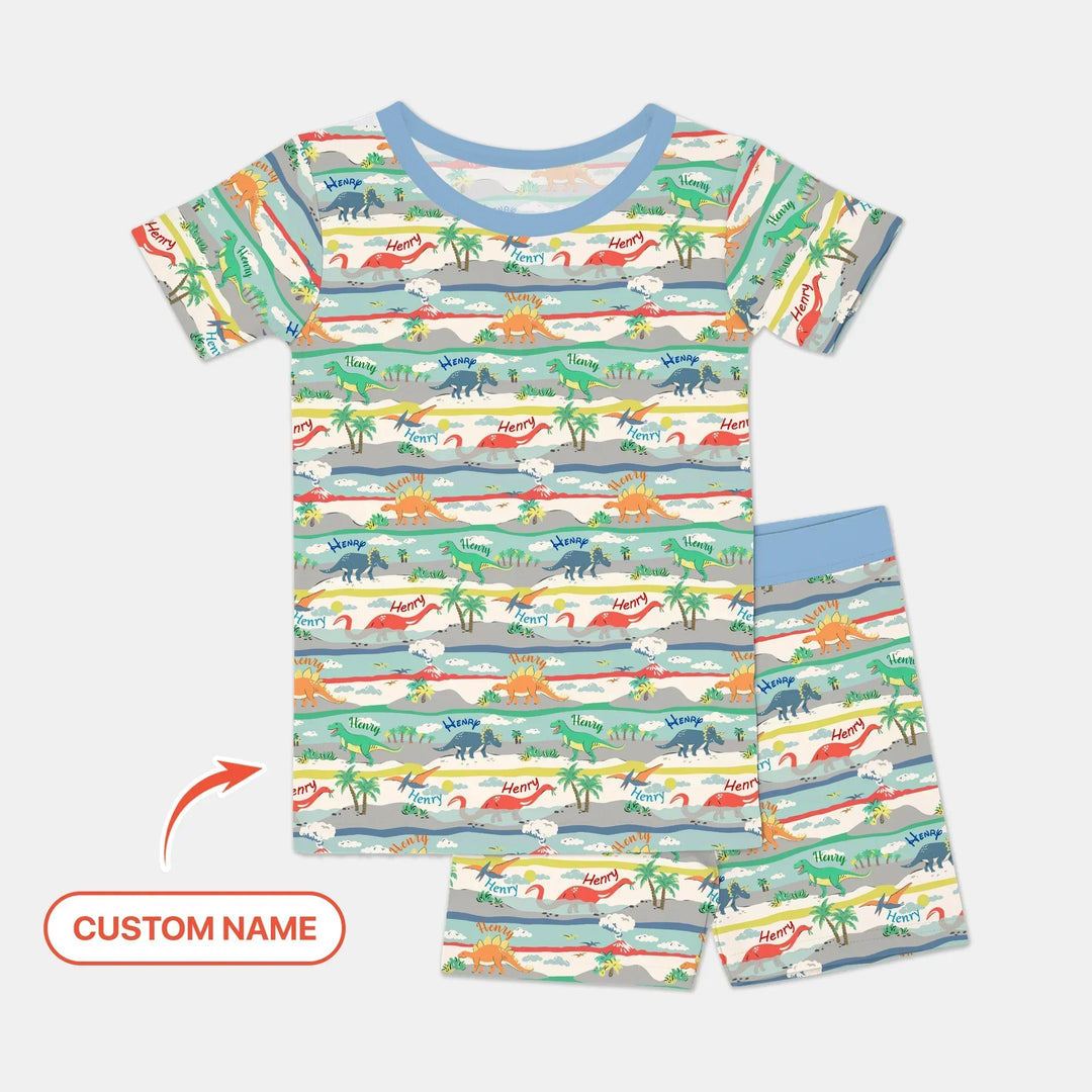 Zweiteiliges Pyjama-Set mit kurzen Ärmeln und Shorts im Sommer-Design