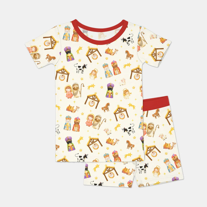 Zweiteiliges Pyjama-Set mit kurzen Ärmeln und Shorts im Sommer-Design