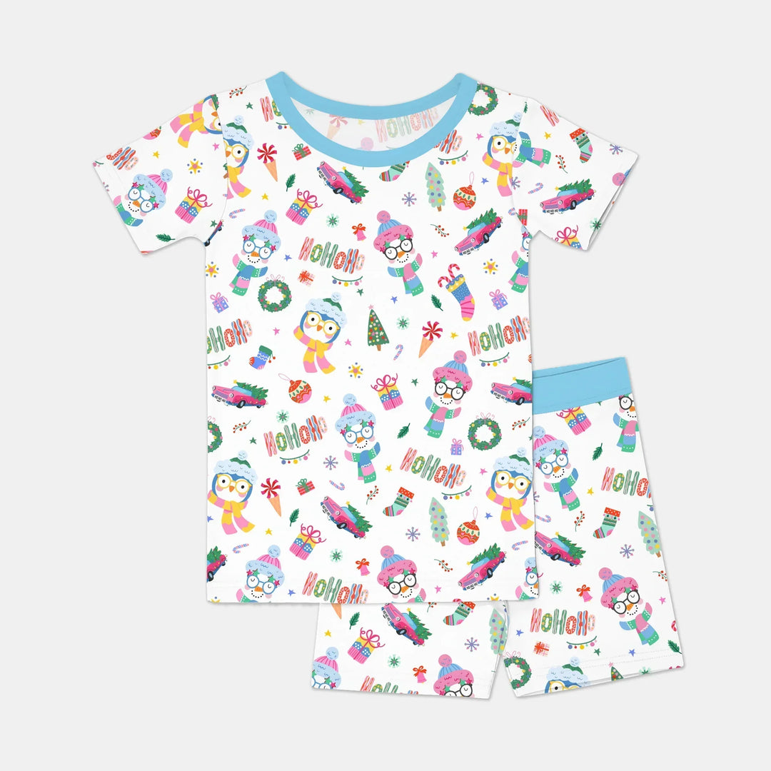 Bright Christmas Bamboo Two Piece Short Sleeve Shorts Pajama Set