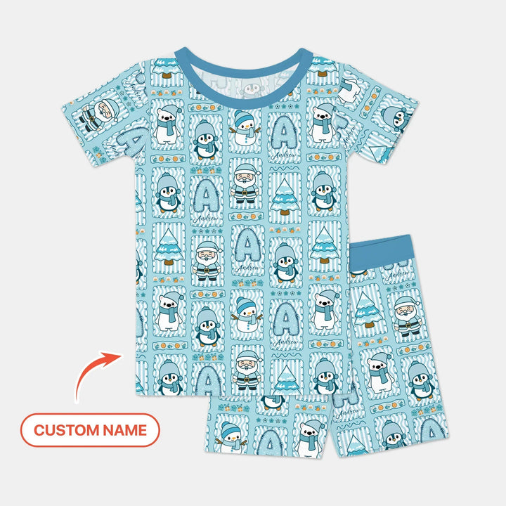 Zweiteiliges Pyjama-Set mit kurzen Ärmeln und Shorts im Sommer-Design