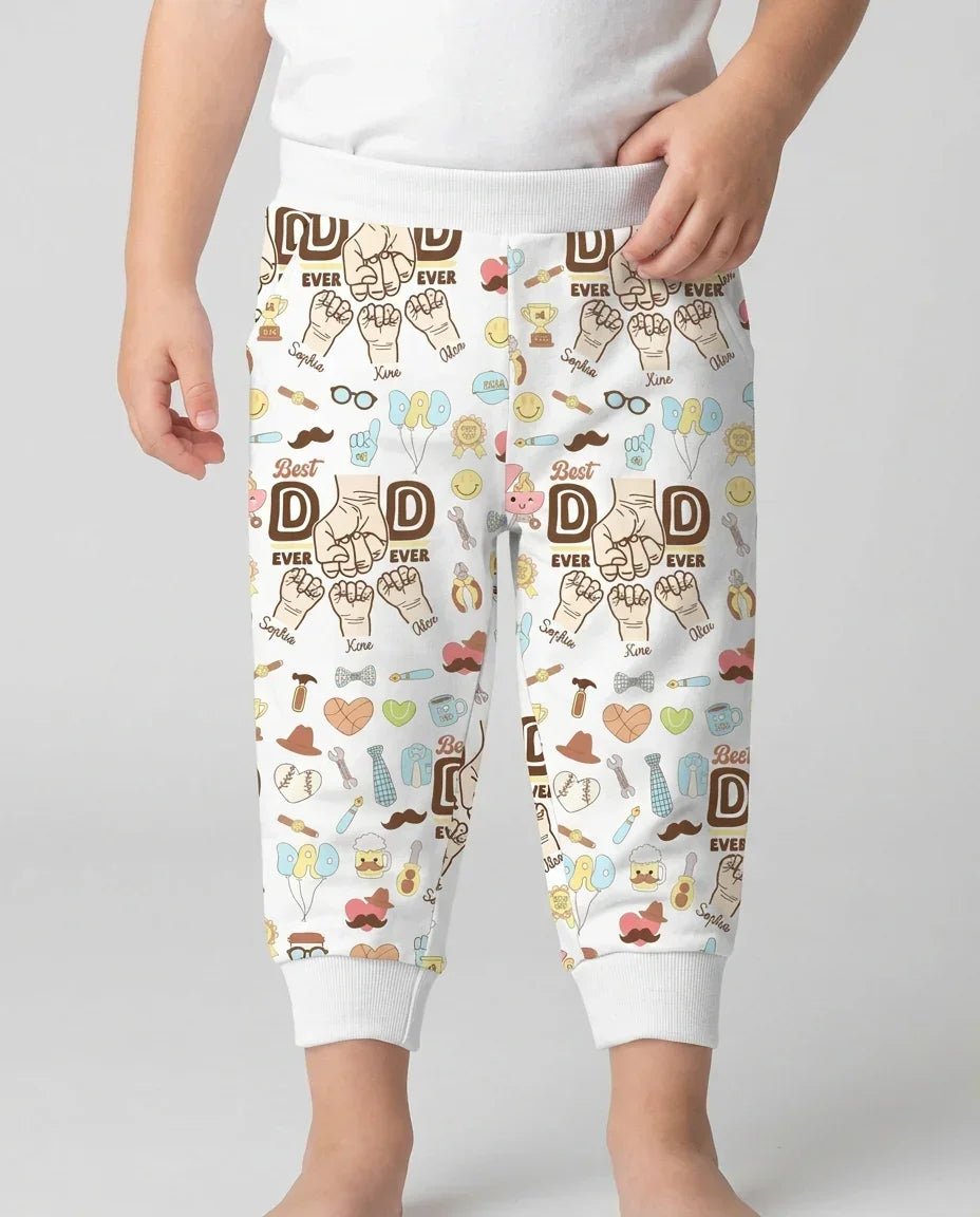 Custom Kids Name Best Dad Ever Bamboo Jogger