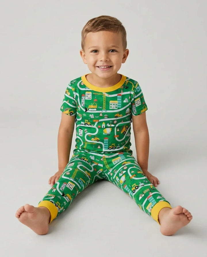 Little Builder Construction Zone Bamboo Two Piece Short Sleeve Pajama Set