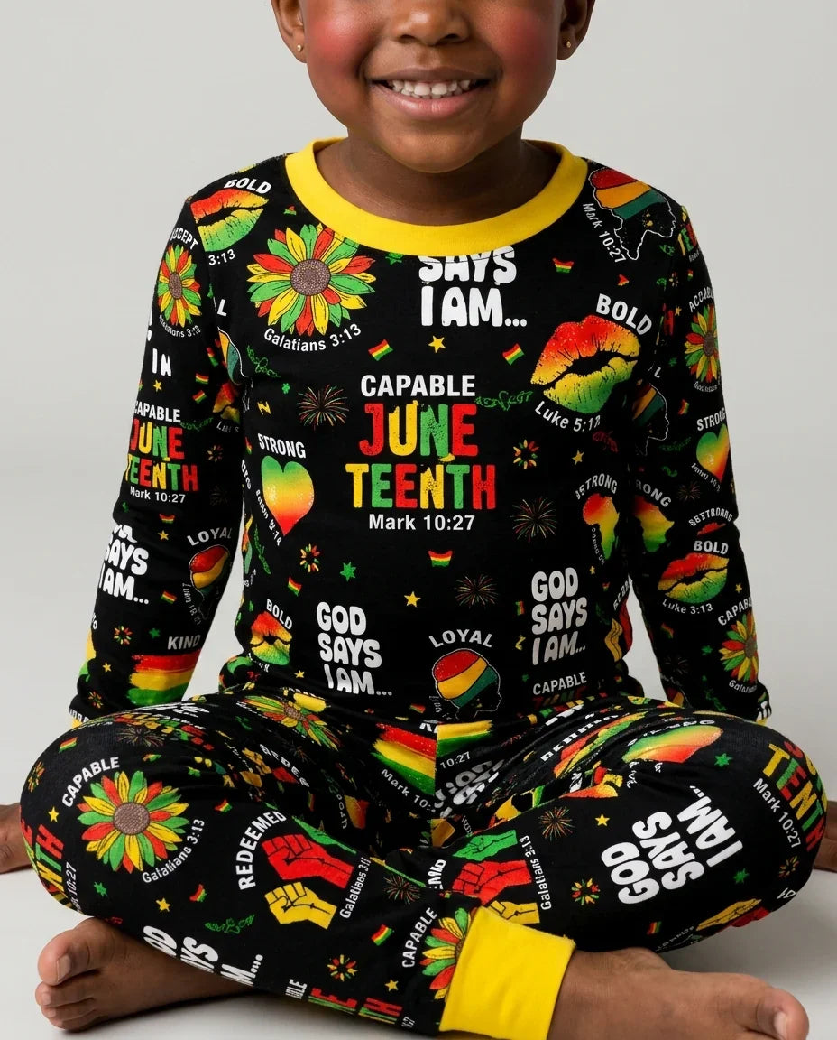 Zweiteiliges Langarm-Pyjama-Set mit Sommerfrüchten
