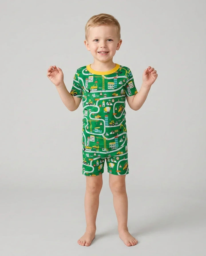Template Zweiteiliges Pyjama-Set mit kurzen Ärmeln und Shorts