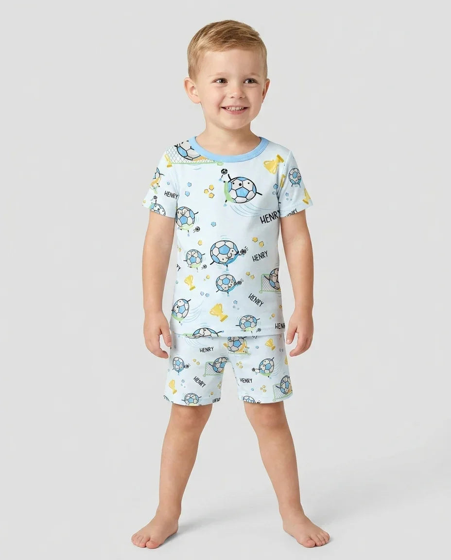 Zweiteiliges Pyjama-Set mit kurzen Ärmeln und Shorts im Sommer-Design