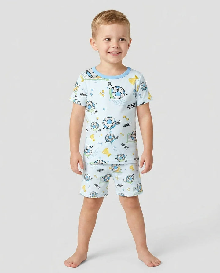 Zweiteiliges Pyjama-Set mit kurzen Ärmeln und Shorts im Sommer-Design