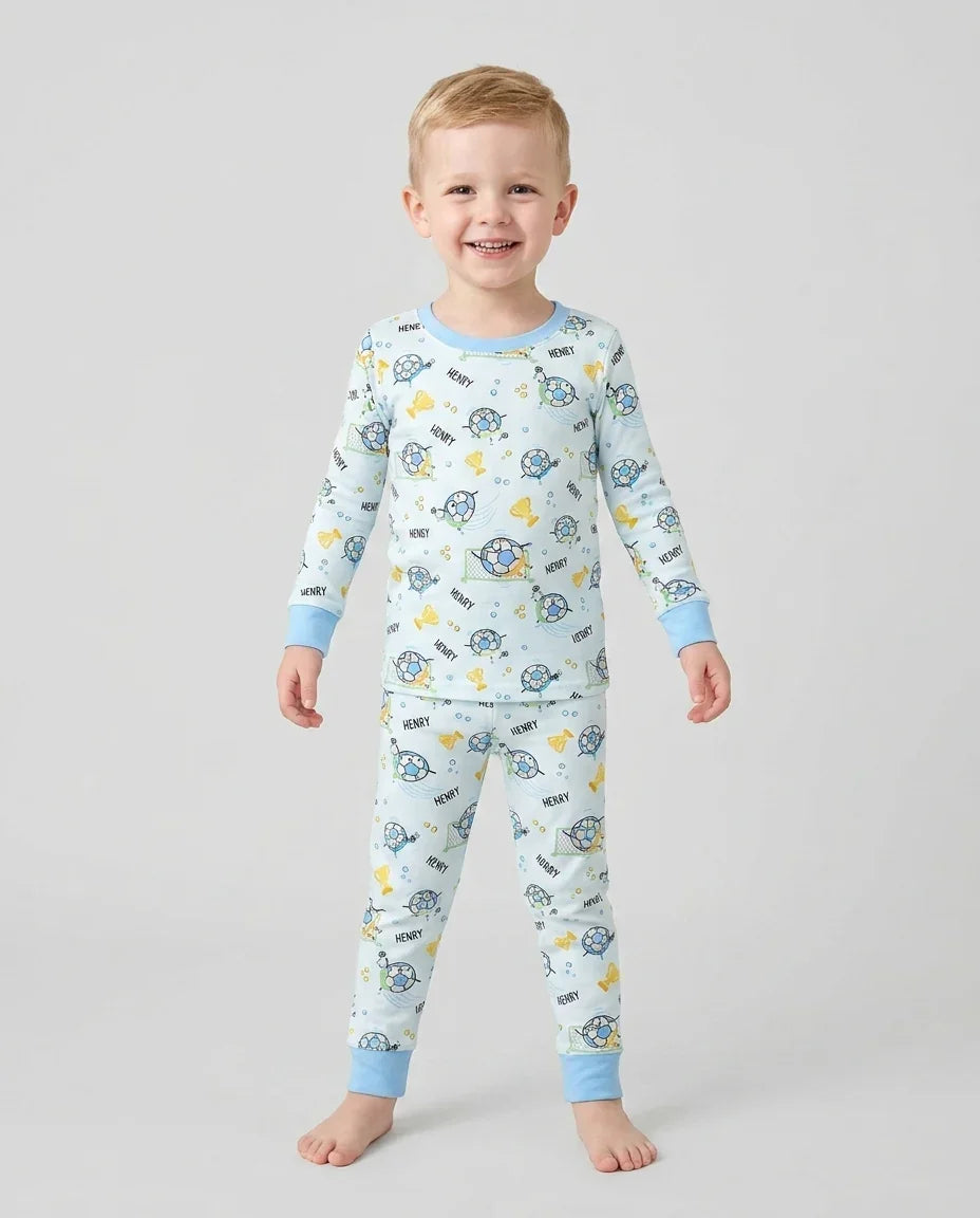 Zweiteiliges Langarm-Pyjama-Set mit Sommerfrüchten