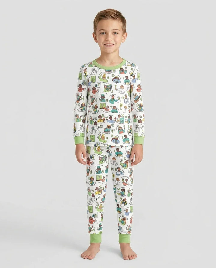 Jobs Alphabet Bamboo Two Piece Long Sleeve Pajama Set