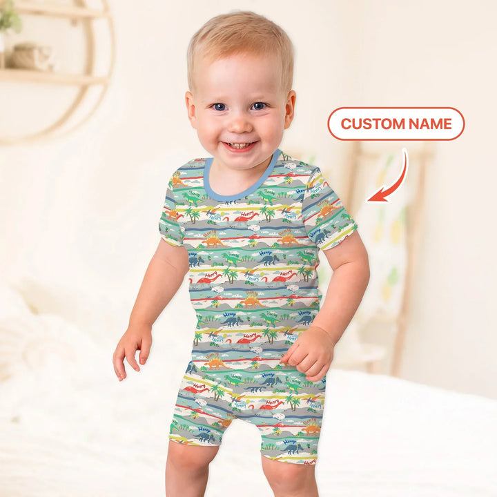 Zweiteiliges Pyjama-Set mit kurzen Ärmeln und Shorts im Sommer-Design