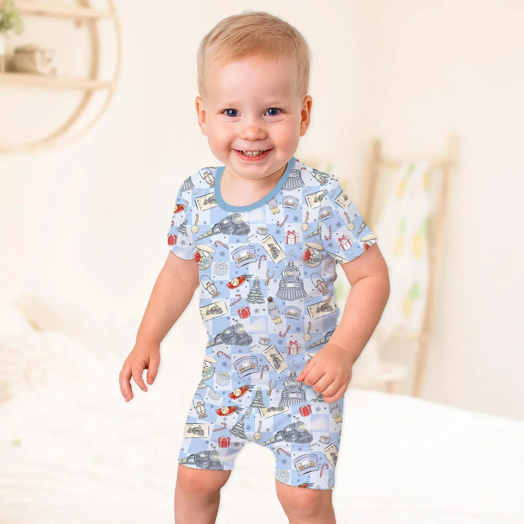 Zweiteiliges Pyjama-Set mit kurzen Ärmeln und Shorts im Sommer-Design