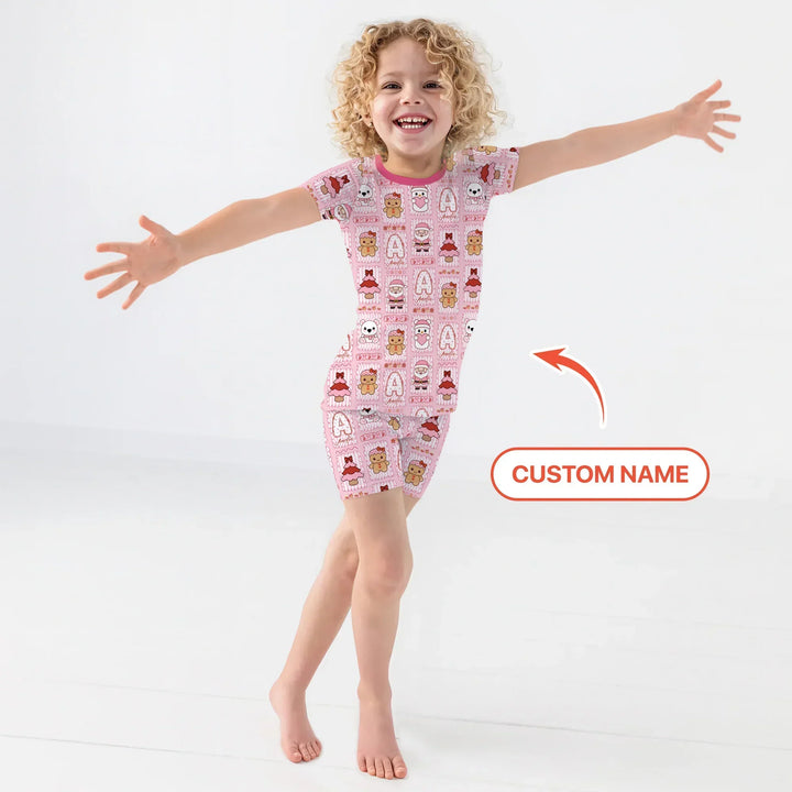 Zweiteiliges Pyjama-Set mit kurzen Ärmeln und Shorts im Sommer-Design
