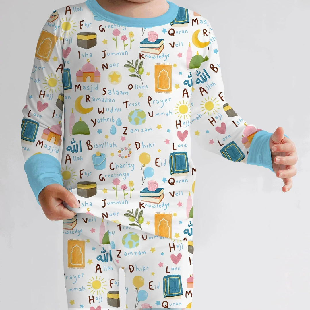 Zweiteiliges Langarm-Pyjama-Set mit Sommerfrüchten