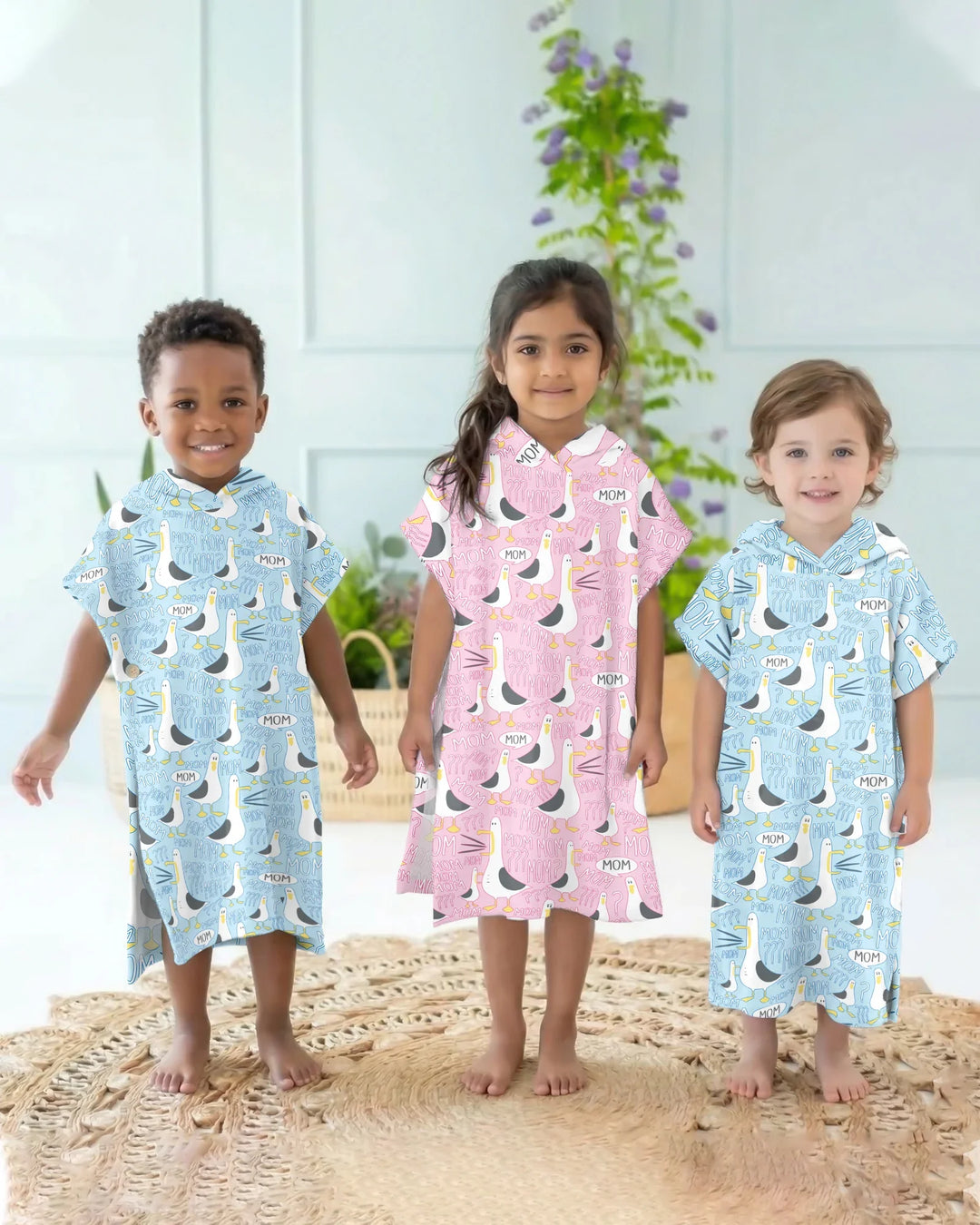 Funny Seagull MOM Bamboo Swim Poncho