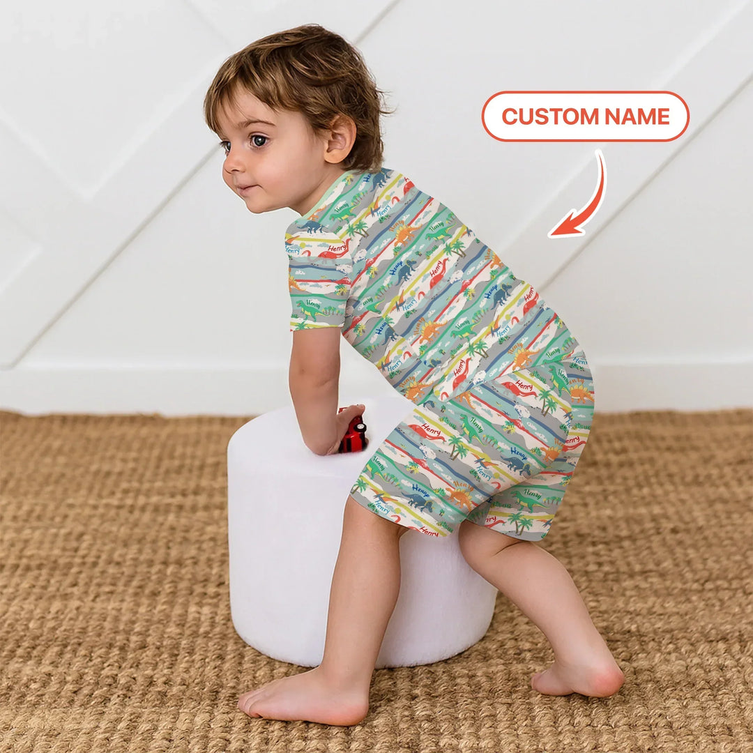 Zweiteiliges Pyjama-Set mit kurzen Ärmeln und Shorts im Sommer-Design