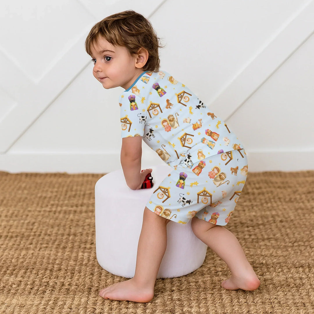 Zweiteiliges Pyjama-Set mit kurzen Ärmeln und Shorts im Sommer-Design
