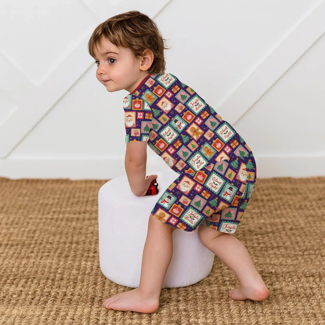 Template Zweiteiliges Pyjama-Set mit kurzen Ärmeln und Shorts