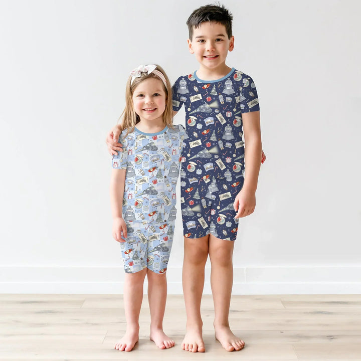 Zweiteiliges Pyjama-Set mit kurzen Ärmeln und Shorts im Sommer-Design