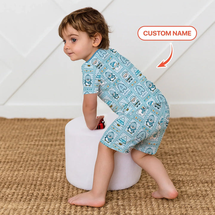 Zweiteiliges Pyjama-Set mit kurzen Ärmeln und Shorts im Sommer-Design