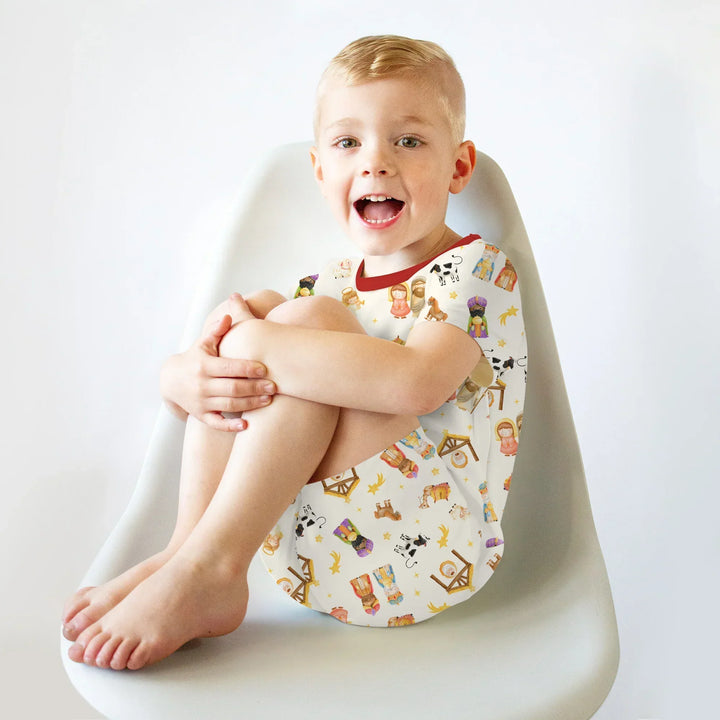 Zweiteiliges Pyjama-Set mit kurzen Ärmeln und Shorts im Sommer-Design