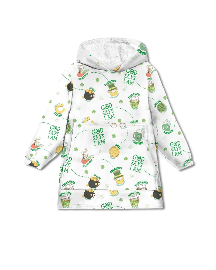 St. Patrick's Day Gott sagt, ich bin tragbare Bambusdecke Hoodie