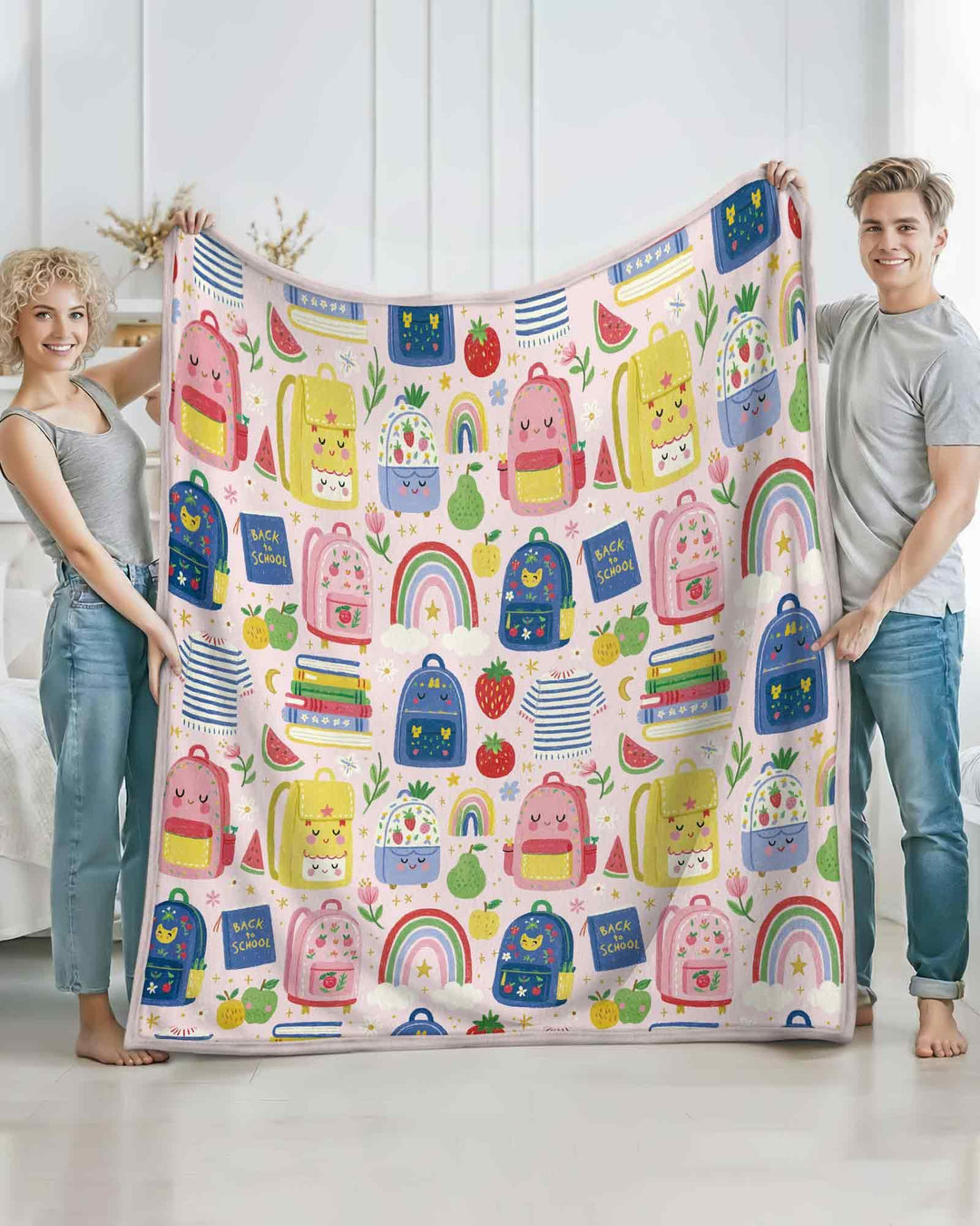 Sweet Rainbow School Adventure Bamboo Blanket