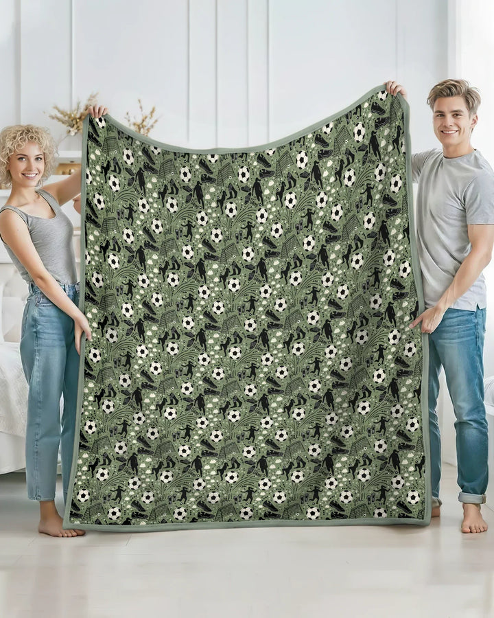 Sage Green Soccer Dreams Bamboo Blanket