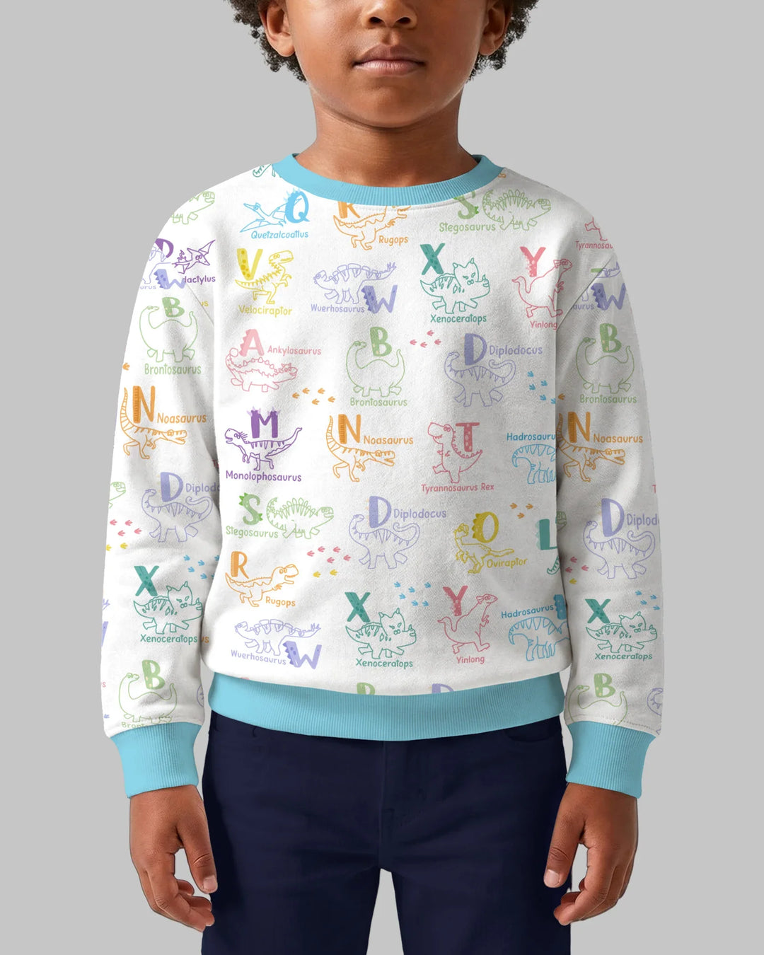 Dino-Alphabet ABC-Bambus-Rundhals-Sweatshirt