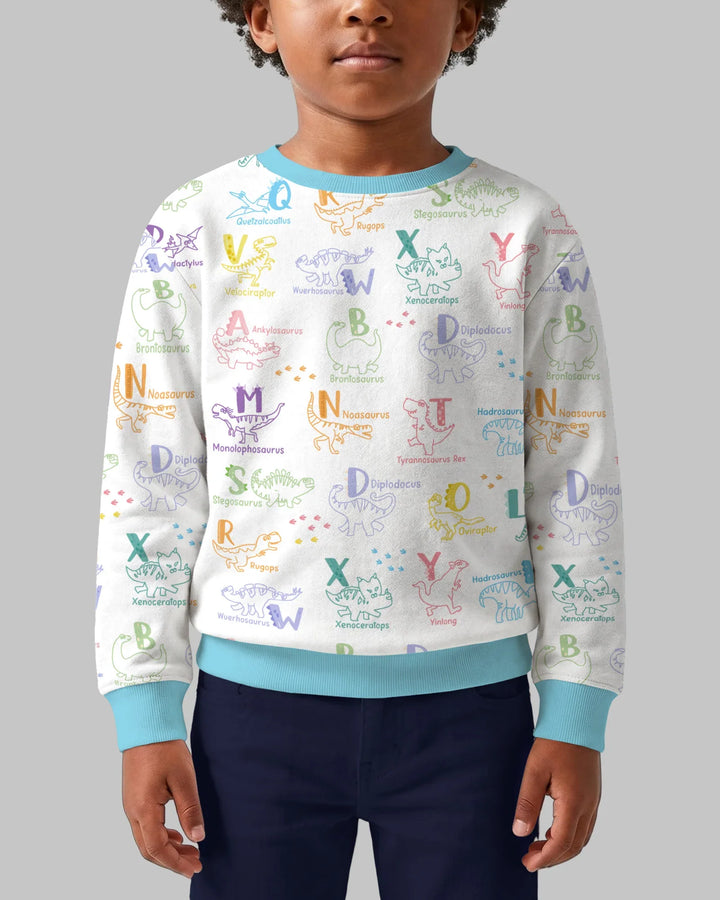Dino-Alphabet ABC-Bambus-Rundhals-Sweatshirt