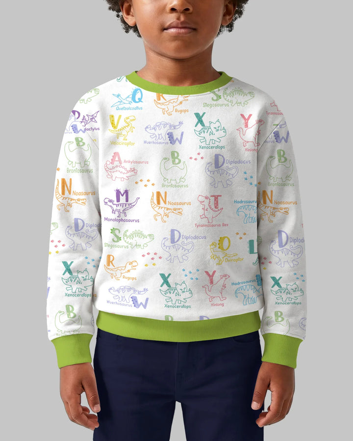Dino-Alphabet ABC-Bambus-Rundhals-Sweatshirt