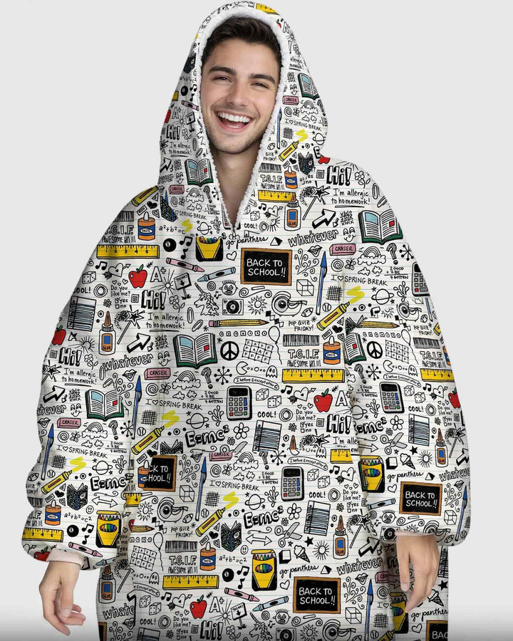 School Days Doodles Bamboo Blanket Hoodie