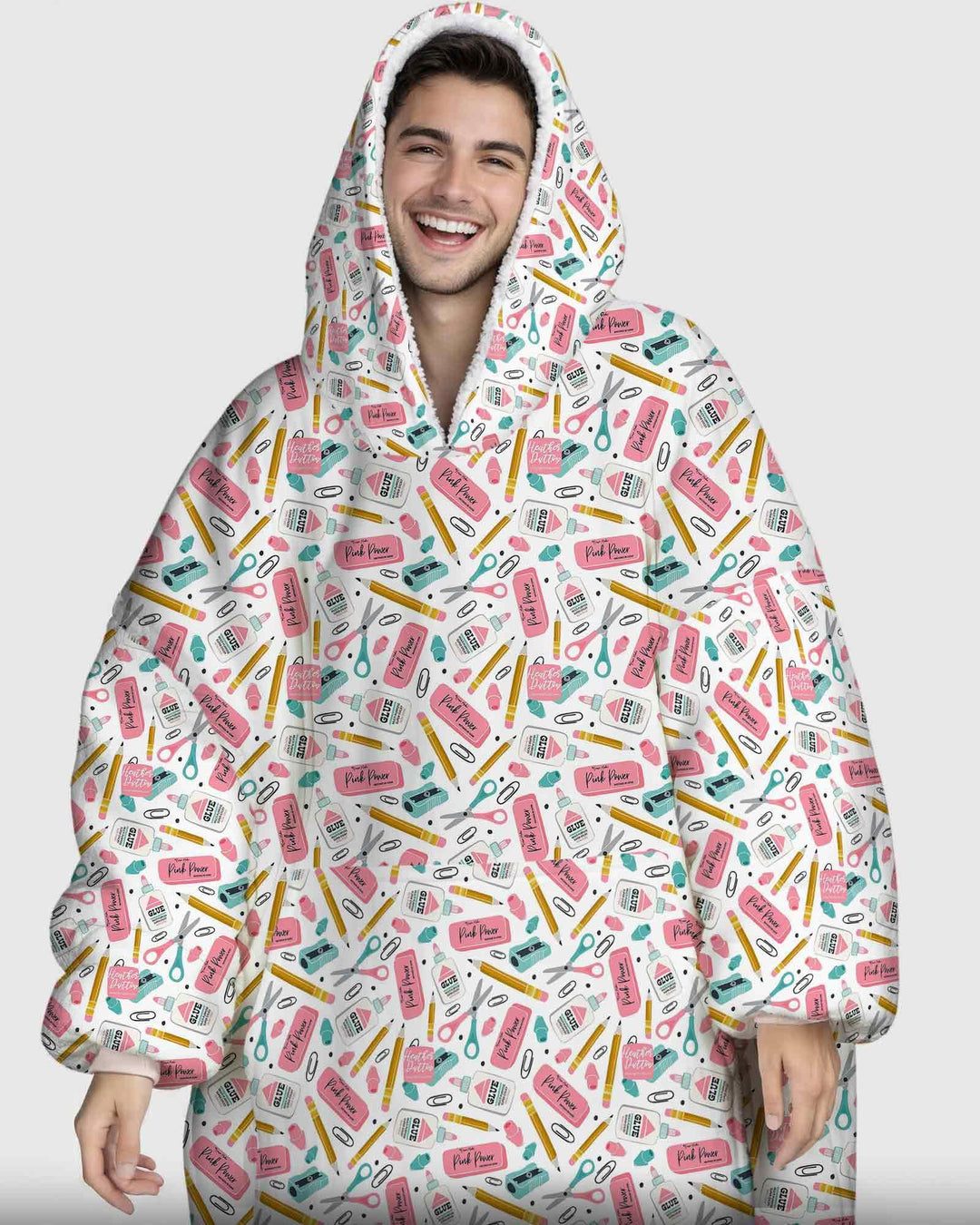 Pink Power School Supplies Bamboo Blanket Hoodie