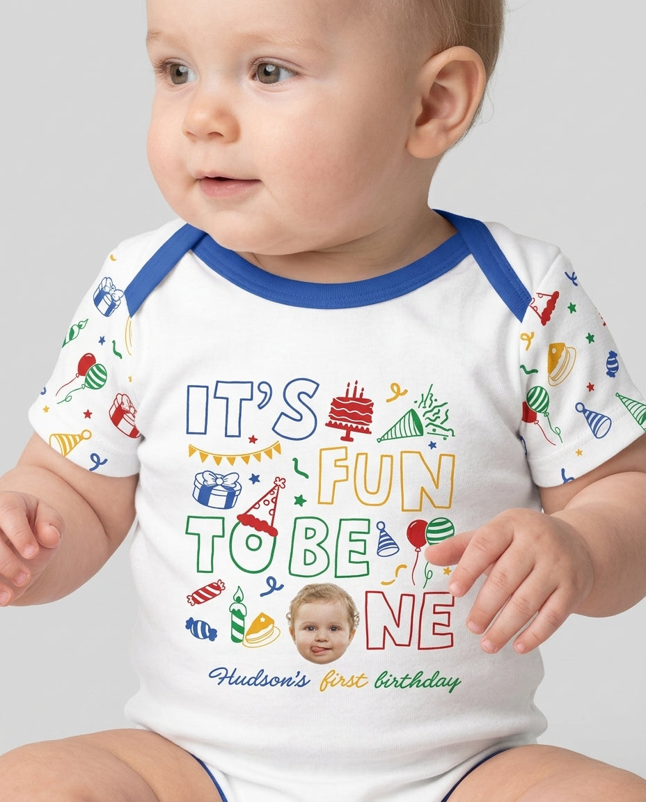 Gerippte Babykleidung mit individuellem Foto - Weich &amp; Skizzenhaft