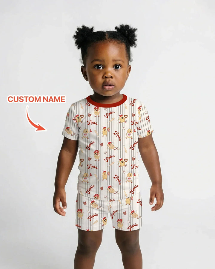 Zweiteiliges Pyjama-Set mit kurzen Ärmeln und Shorts im Sommer-Design