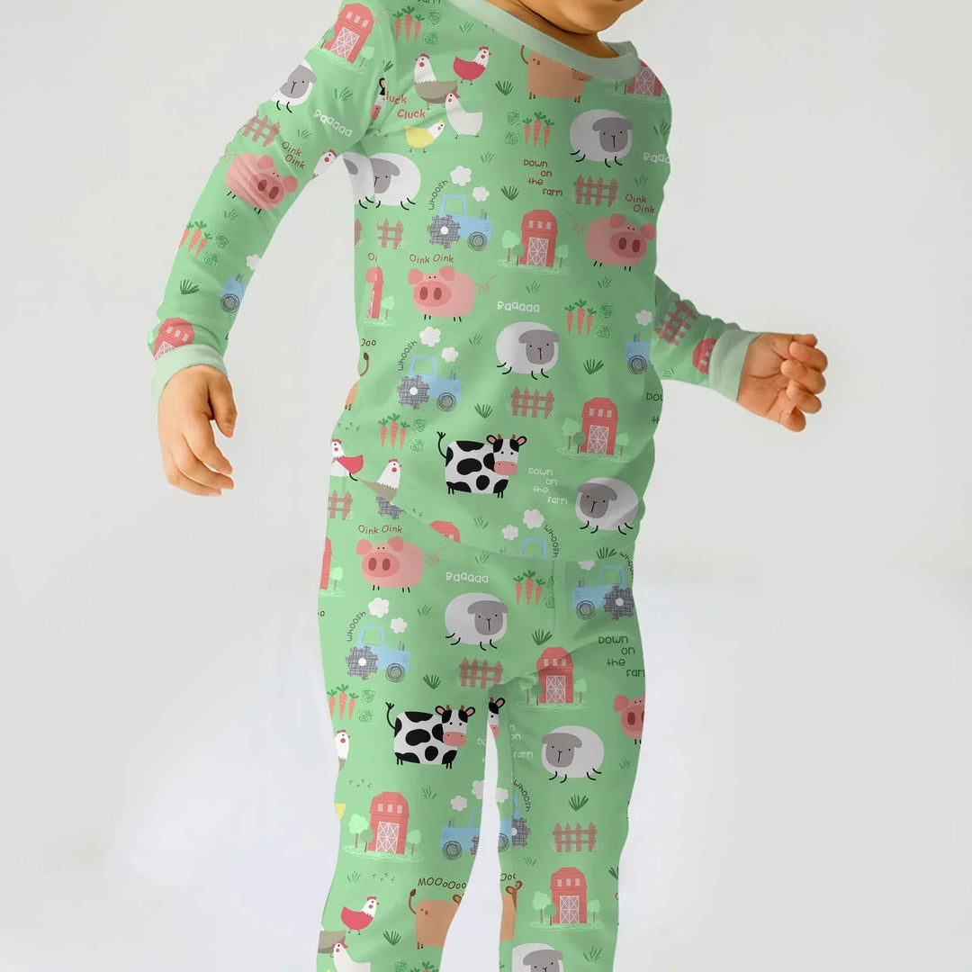 Zweiteiliges Langarm-Pyjama-Set mit Sommerfrüchten