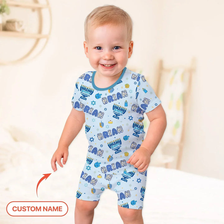 Zweiteiliges Pyjama-Set mit kurzen Ärmeln und Shorts im Sommer-Design