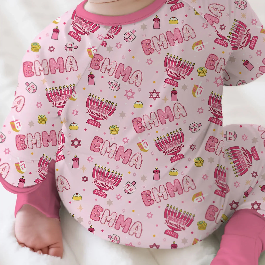 Custom name Happy Hanukkah 2025 Bamboo Convertible Zippy