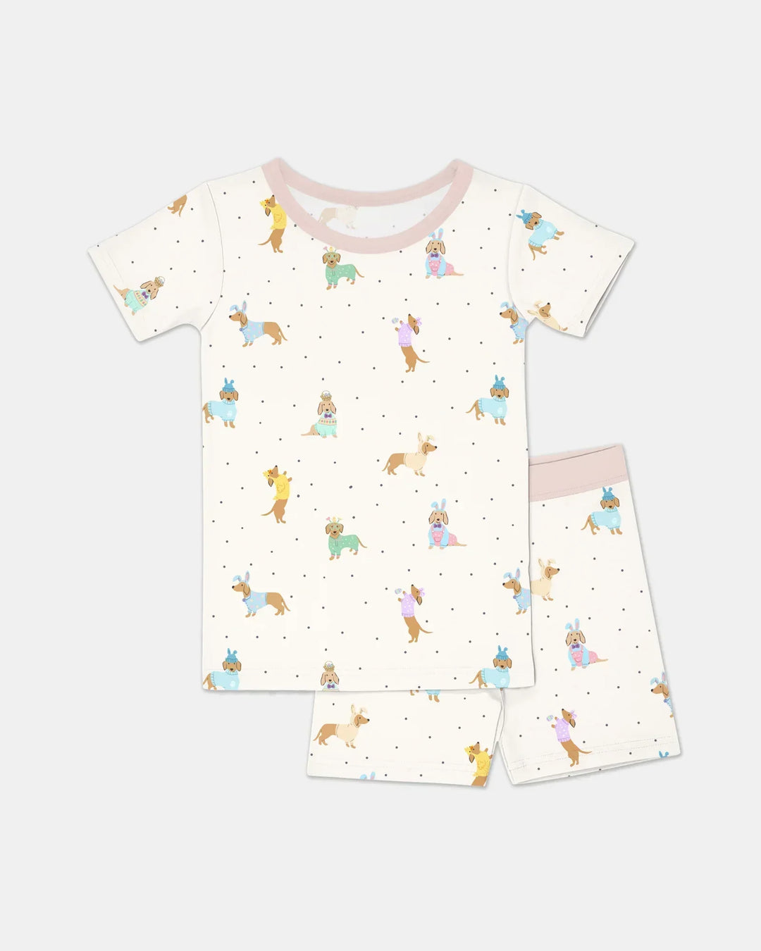 Easter Dachshund Bamboo Two Piece Short Sleeve Shorts Pajama Set