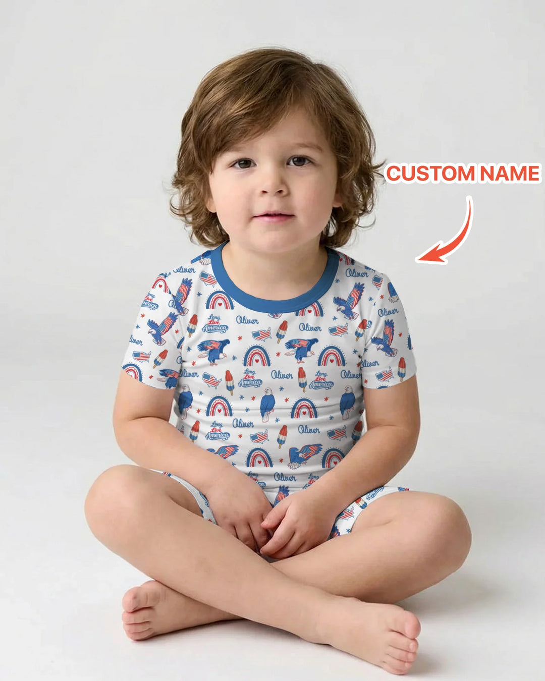 Zweiteiliges Pyjama-Set mit kurzen Ärmeln und Shorts im Sommer-Design