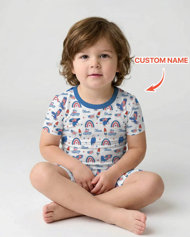 Zweiteiliges Pyjama-Set mit kurzen Ärmeln und Shorts im Sommer-Design