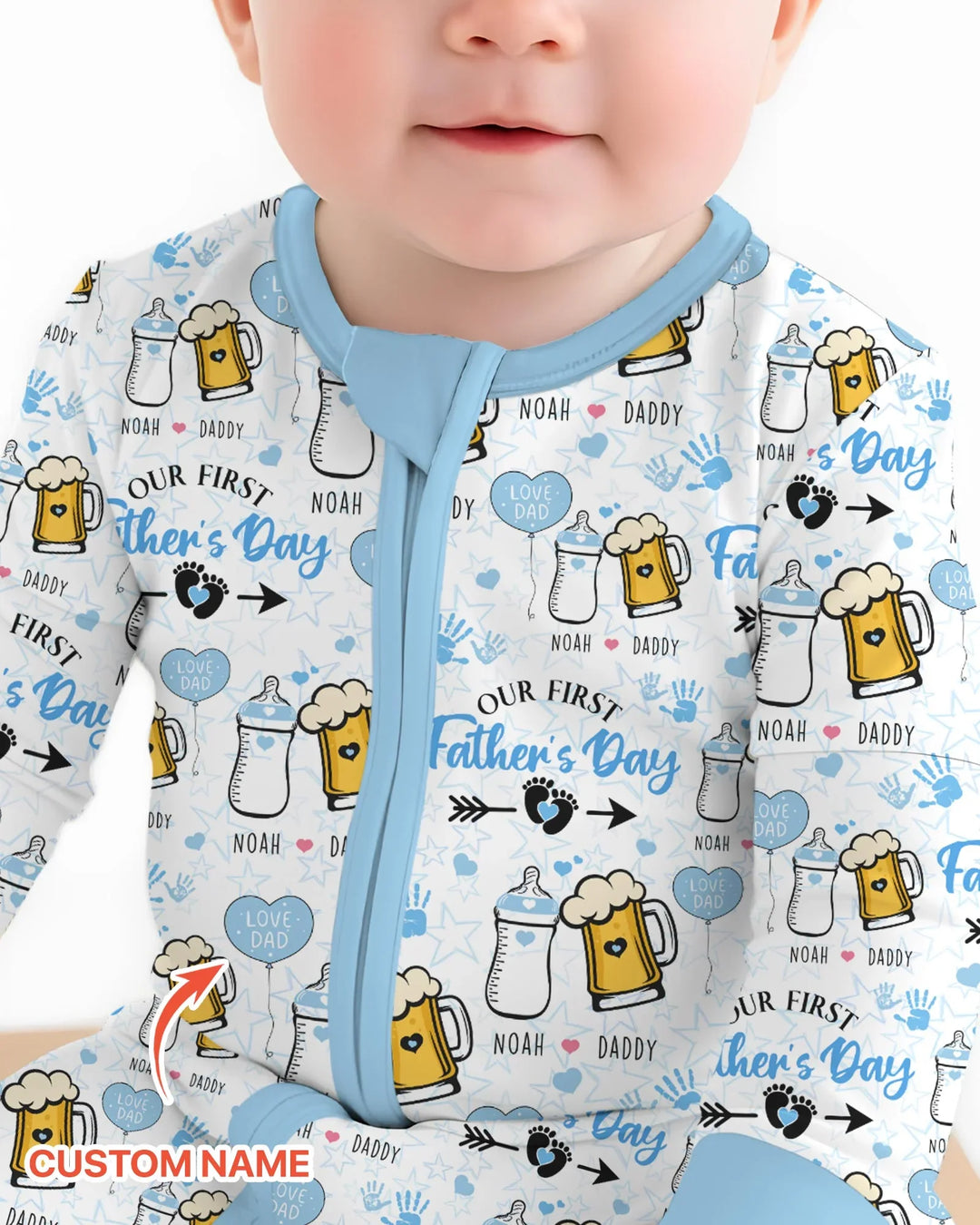 Custom Name First Father's Day Drink Bamboo Convertible Zippy