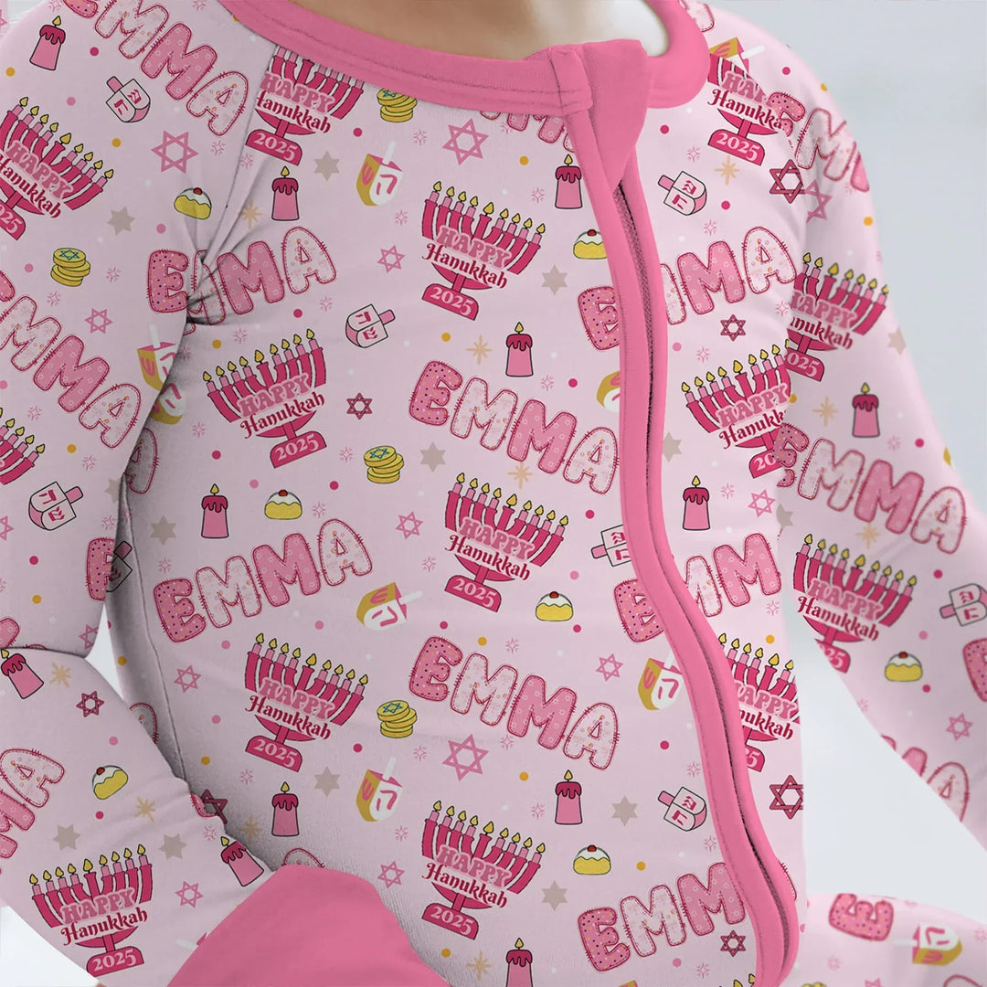 Custom name Happy Hanukkah 2025 Bamboo Convertible Zippy