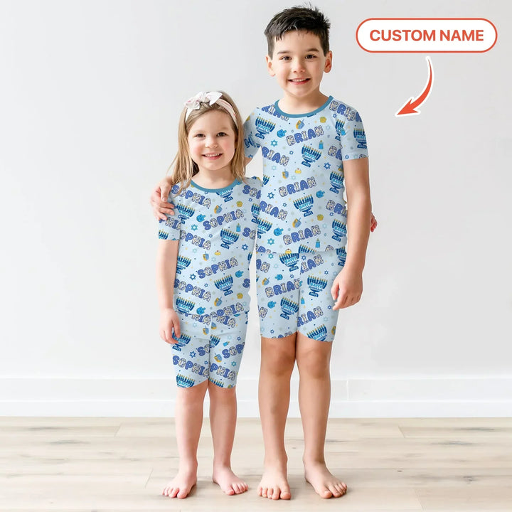 Zweiteiliges Pyjama-Set mit kurzen Ärmeln und Shorts im Sommer-Design