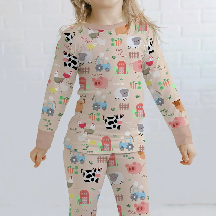 Zweiteiliges Langarm-Pyjama-Set mit Sommerfrüchten